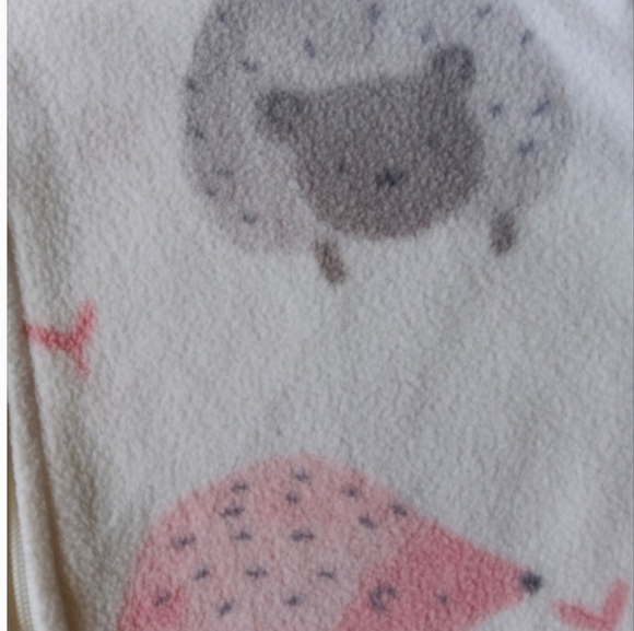 Carter's Fleece Pink and Gray Hedgehog Feet Pajamas - Picture 3 of 4